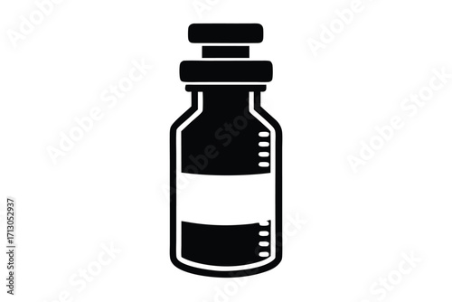 vaccine vial silhouette vector icon