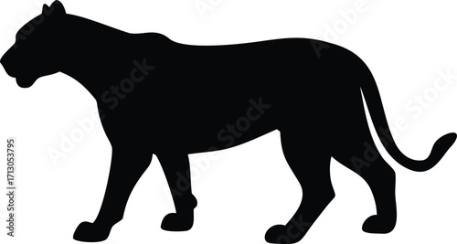 Silhouette of a Black Panther Walking Elegantly and Powerfully Symbolizing Grace Strength