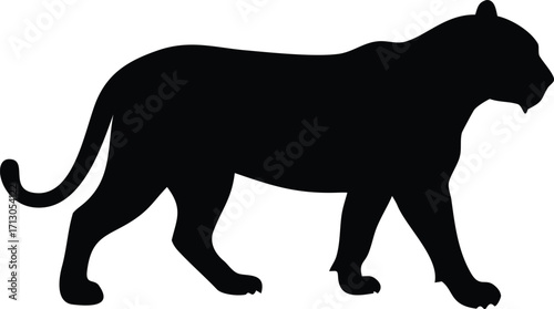 Silhouette of a Black Panther Walking Animal Wildlife Illustration Design
