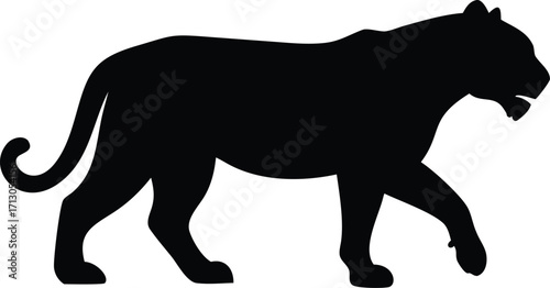 Majestic Silhouette of a Walking Panther Powerful and Graceful
