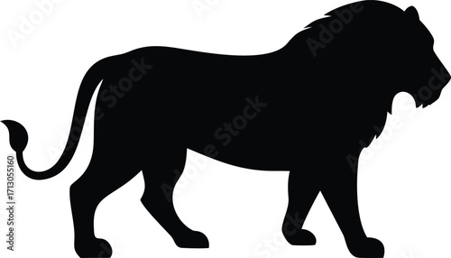 Powerful Lion Silhouette Roaming Proudly Majestic Feline Predator Wild Animal Wildlife Symbol