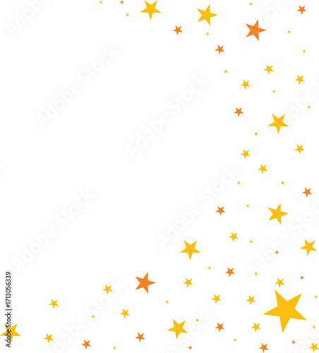 White background with golden stars scattered on border.