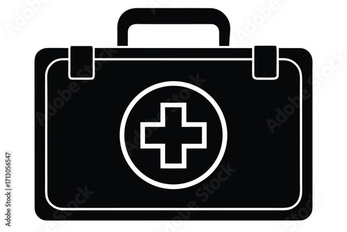 emergency medical kit silhouette vector icon