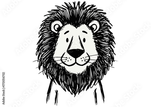 Adorable lion with playful expression and sparkle effect on white background
