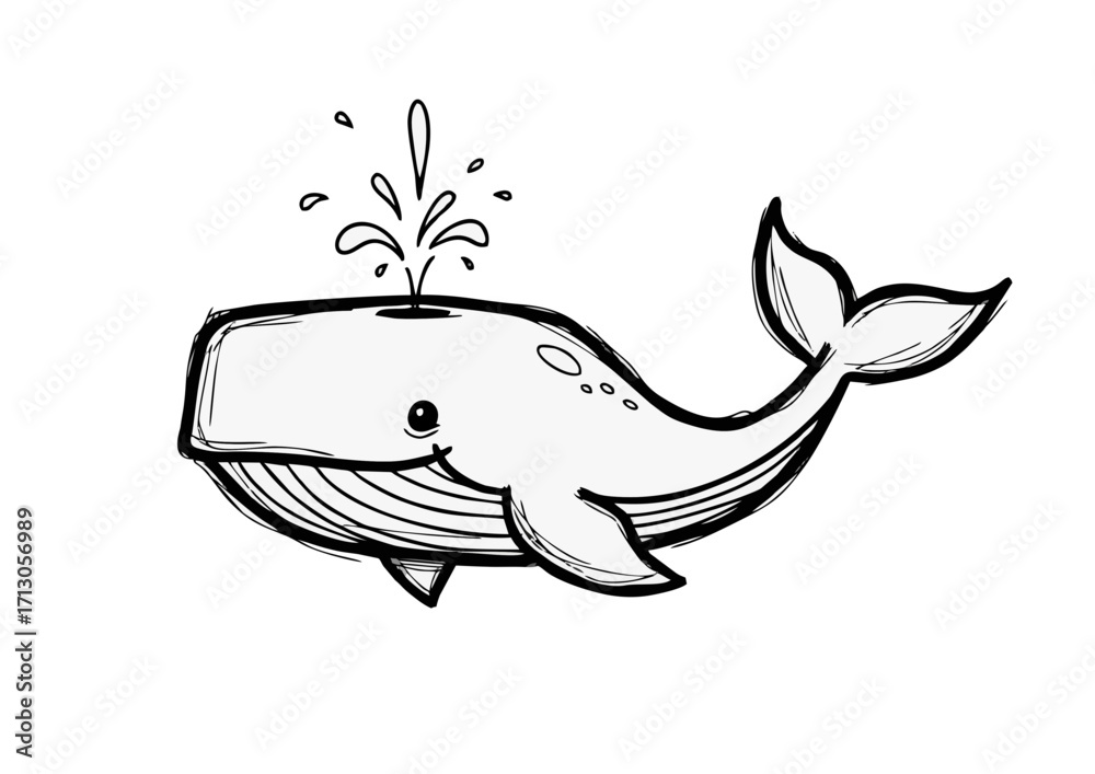 Fototapeta premium Stylized whale silhouette in dark blue color, representing marine life and conservation