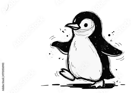 Cute cartoon penguin character illustration with a happy expression on white background
