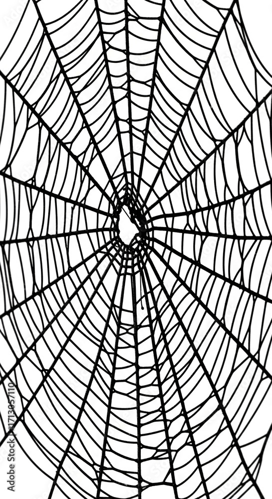 Obraz premium Black spiderweb detailed texture, intricate radial pattern, creating a dark, mysterious design, suitable for Halloween or gothic themes