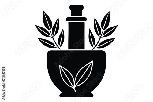 herbal medicine silhouette vector icon