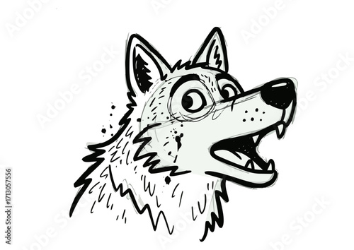 Stylized wolf silhouette in blue, representing wildlife and nature