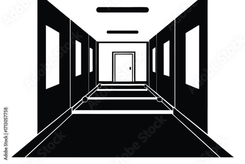 hospital corridor silhouette vector icon