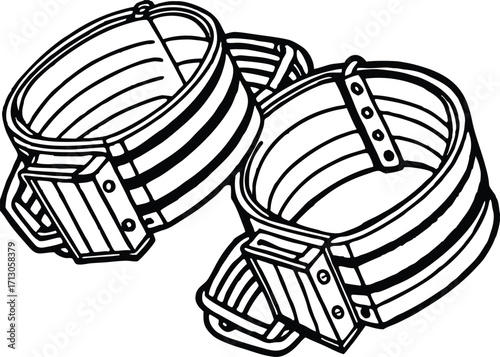 Silhouette of cuffs isolated on a white background