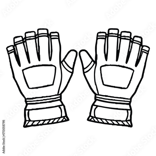 Silhouette of fingerless gloves isolated on a white background