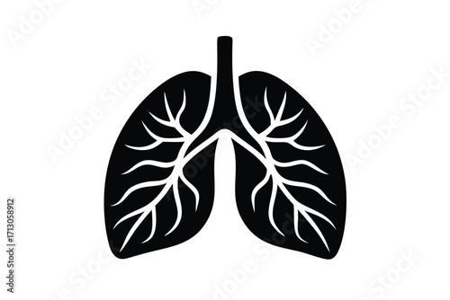 lungs care silhouette vector icon