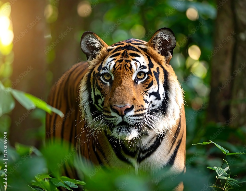 Fototapeta premium Tiger in lush forest