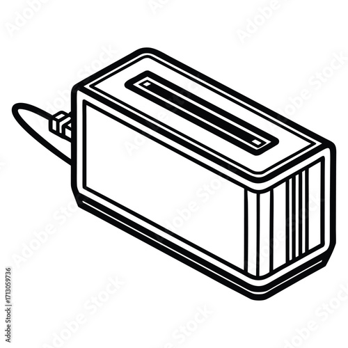 Silhouette of power bank isolated on a white background