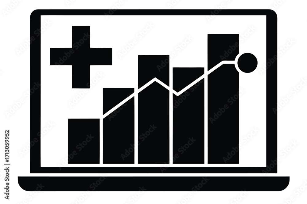 Obraz premium medical data chart silhouette vector icon