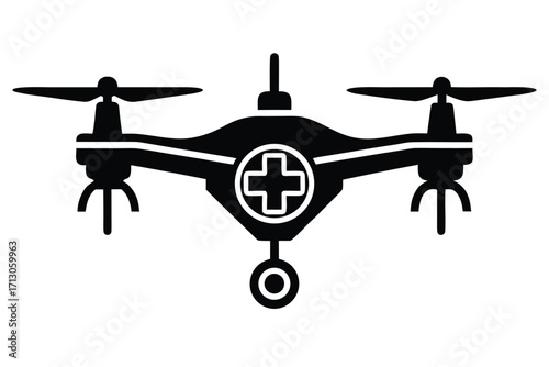 medical drone silhouette vector icon