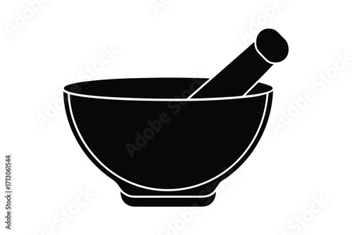mortar and pestle silhouette vector icon