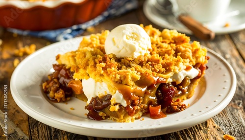 Scrumptious apple crumble pie