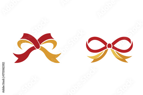 Red gold ribbon bows