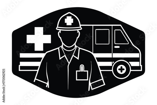 paramedic silhouette vector icon