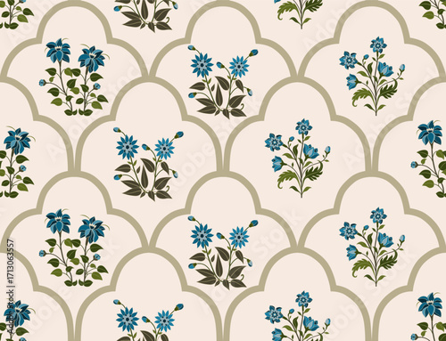Vector Hand drawn colourful geometric flowers Motifs African boho paisley, seamless patterns with floral for fabric Ethnic Indian Pattern, textiles, clothing, wrapping paper, backdrop, banner.
