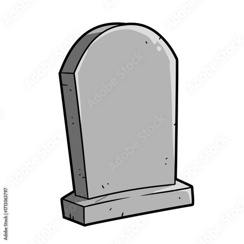 Classic blank tombstone monument stone grave marker memorial headstone for cemetery resting place isolated on white background Vector Illustration