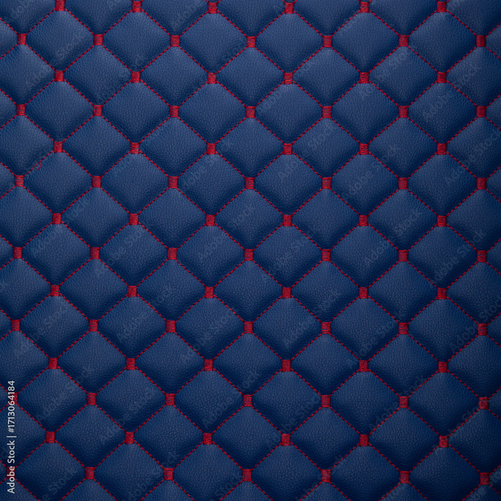 Fototapeta premium Blue leather texture with diamond-shaped ornament