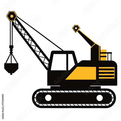 creative details Dragline excavator machine Vector Illustration