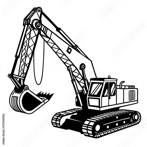 creative details Dragline excavator machine Vector Illustration