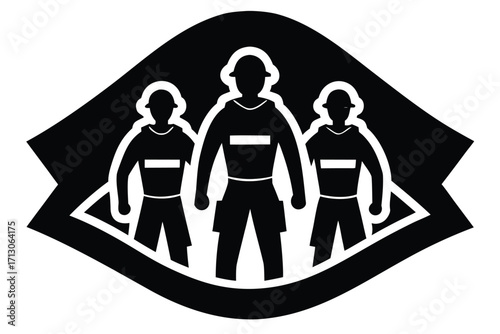 rescue team silhouette vector icon