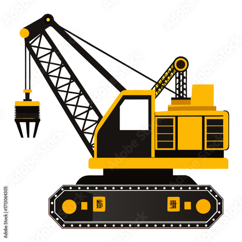 creative details Dragline excavator machine Vector Illustration