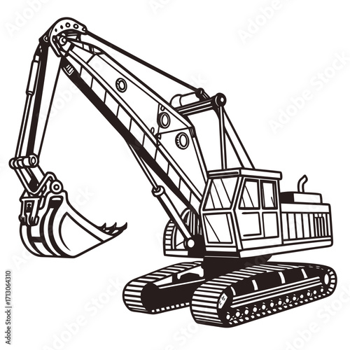 creative details Dragline excavator machine Vector Illustration
