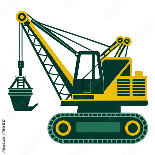 creative details Dragline excavator machine Vector Illustration