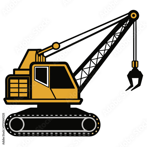 creative details Dragline excavator machine Vector Illustration