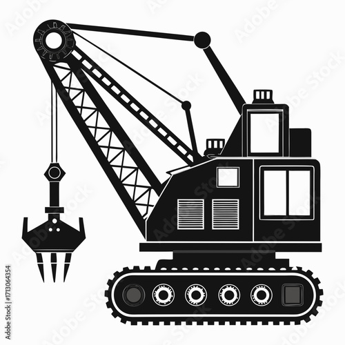 creative details Dragline excavator machine Vector Illustration
