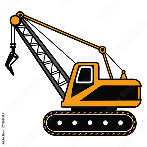 creative details Dragline excavator machine Vector Illustration