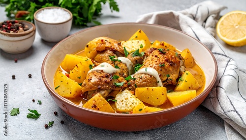 Chicken and potato curry dish