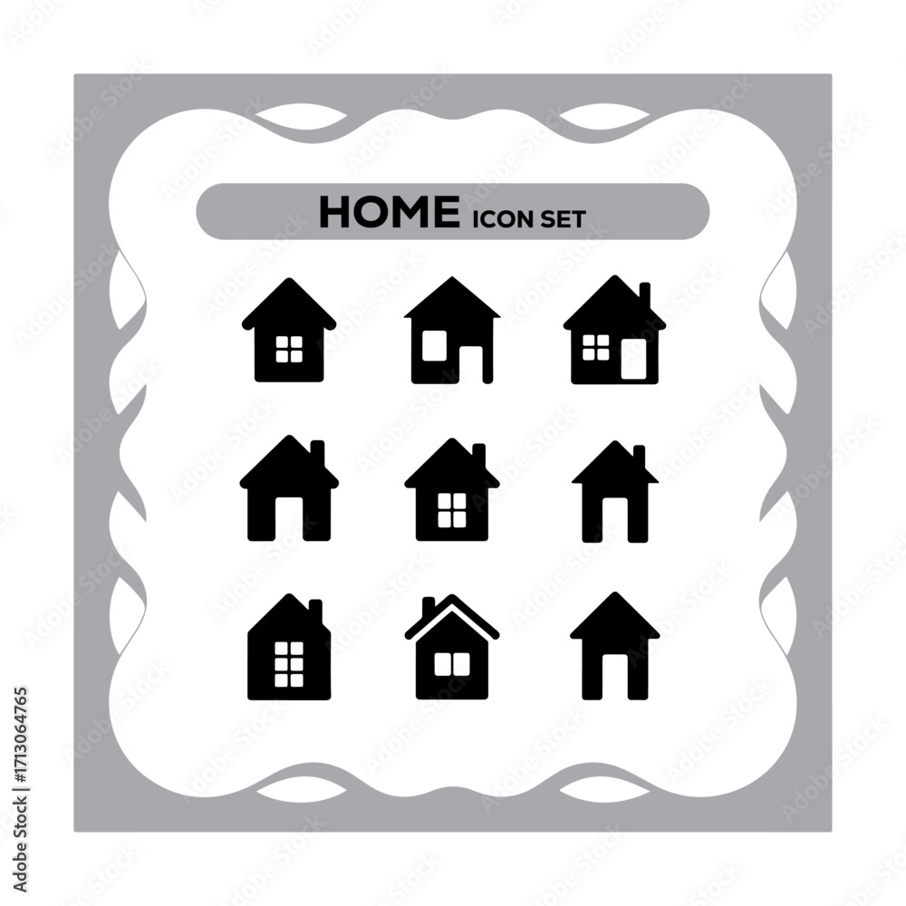 Fototapeta premium A Collection of Home Icons Displayed on a Grey Decorative Background Perfect for Real Estate Projects