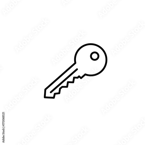 Key Symbol Vector Icon A Black and White Outline for Website and App Design