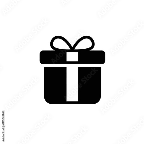 Gift box symbol icon, vector illustration of a present with ribbon, graphic element for celebration and surprise