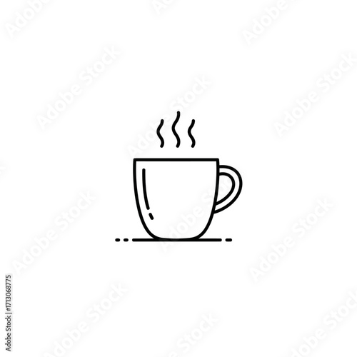 Simple Coffee Cup Symbol Icon Vector Art Minimalist Hot Drink Line Drawing