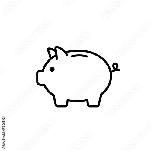 Simple piggy bank symbol icon vektor illustration, a clean line art graphic representing financial savings, investment, and money management. Ideal for business and personal finance concepts