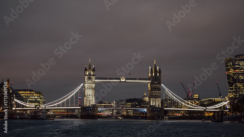 London Tower Bridge at Night with Illumination