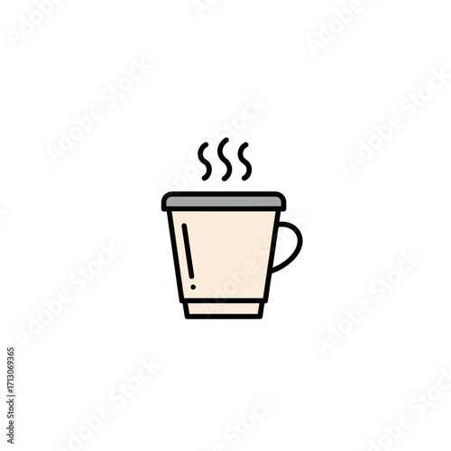 Vector icon symbol of a steaming hot coffee cup, perfect for cafe or beverage branding