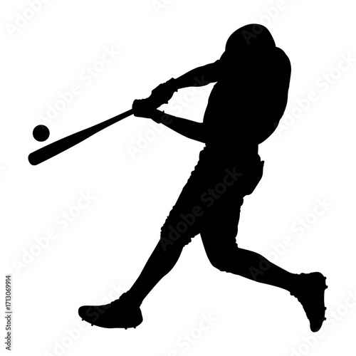baseball player batting the ball vector silhouette
