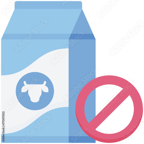 Dairy-free milk carton with a red prohibition sign indicating no dairy.