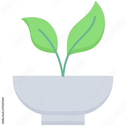 Illustration of a plant sprouting from a gray pot.