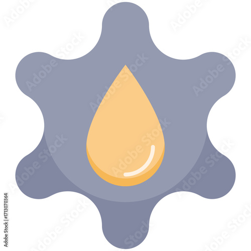 Gear with a drop of oil in the center, representing lubrication.