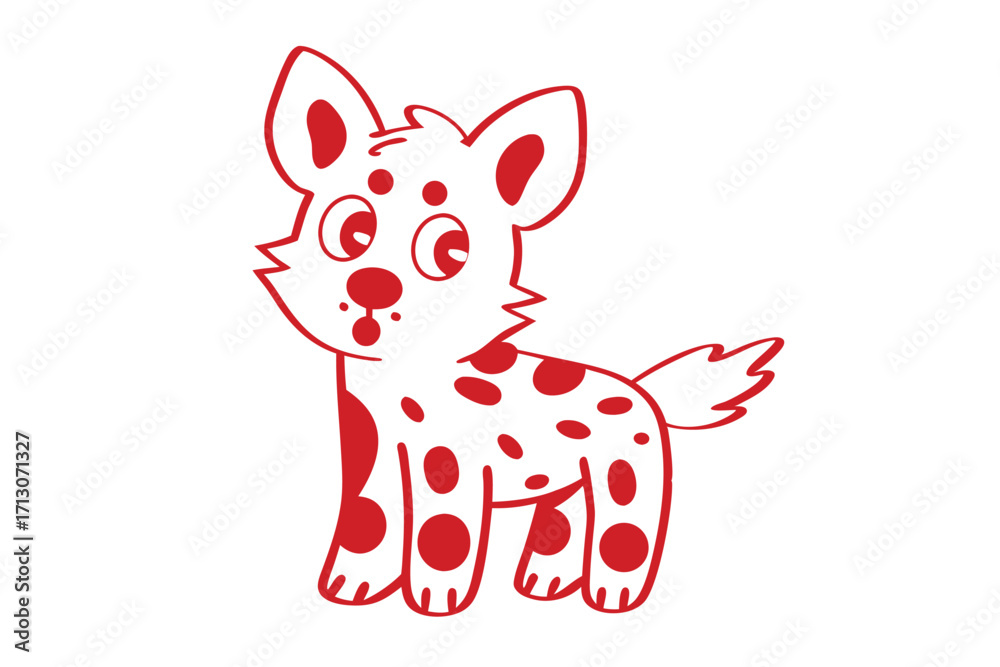 Fototapeta premium stylized cartoon illustration of a playful spotted fox
